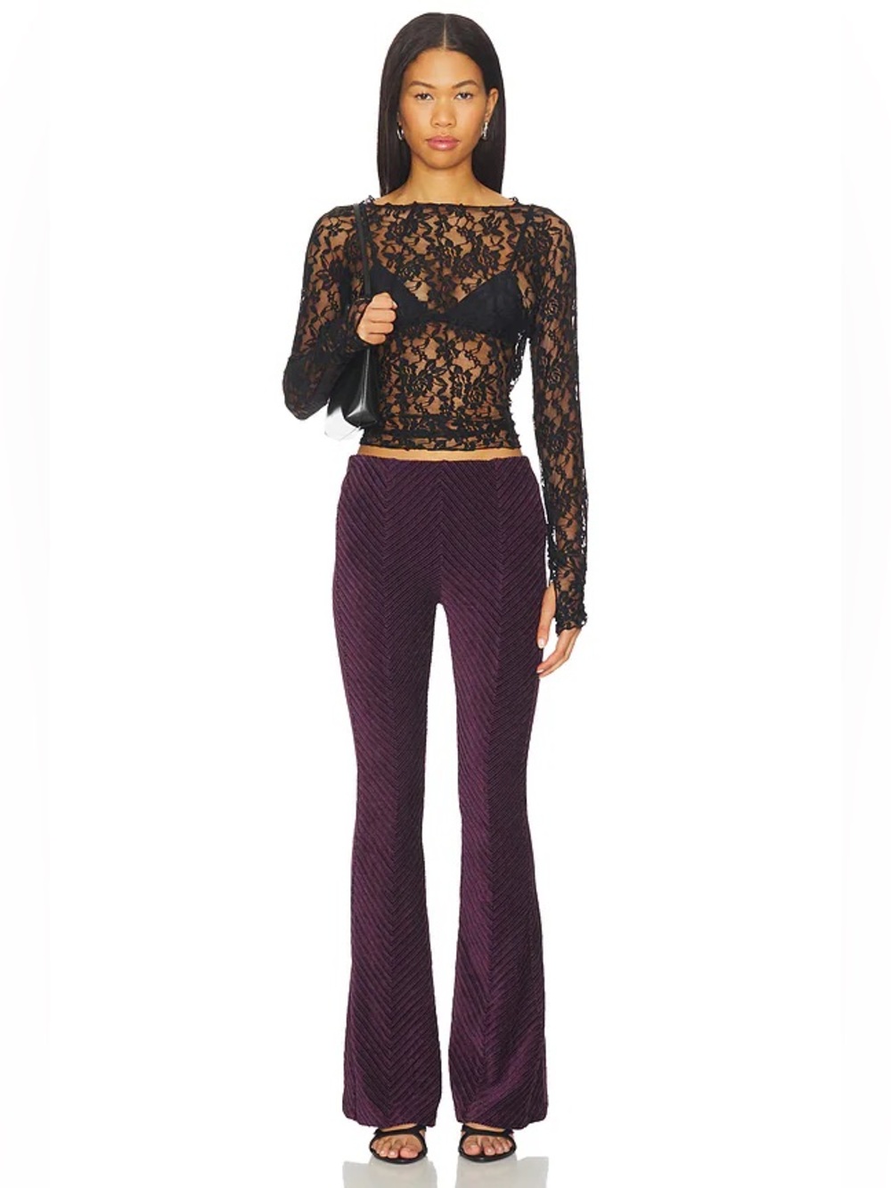 Free People Penny Pull On Velvet Pant in Vintage Grape S